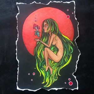 “Crystal Mushroom” Moon Spirit Art Print 5” by 7”